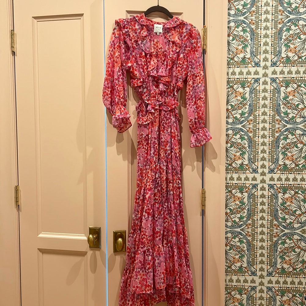 Misa Los Angeles floral cut out midi dress xs